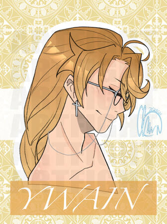 A side-profile drawing of a male human character with blonde hair with glasses.